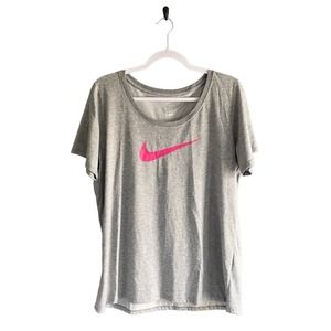 Nike Gray Short Sleeve Tee with Pink Logo
